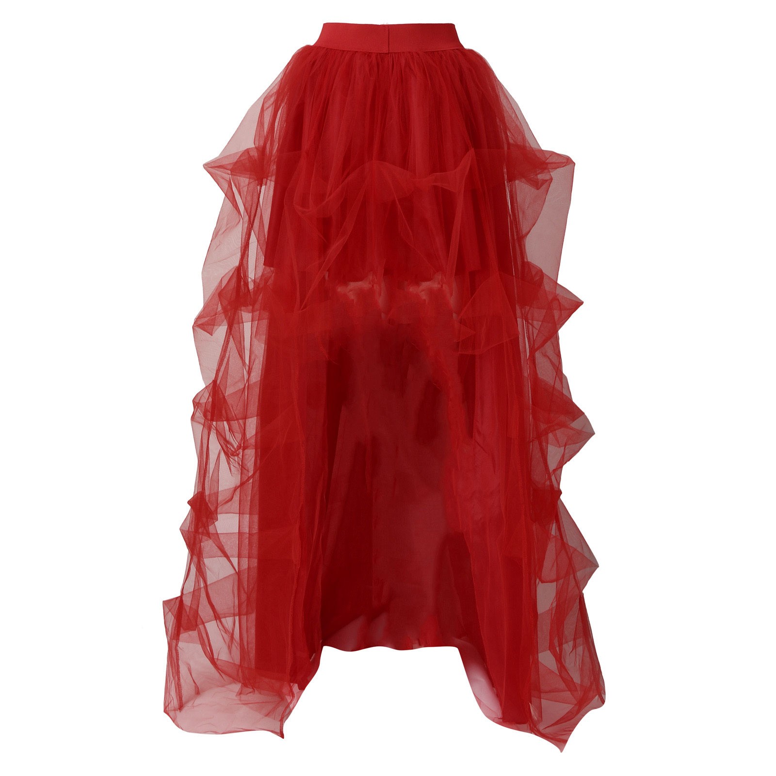 thumbnail image 1 of Falda de tul de cintura alta para mujer - Faja elástica, falda burbuja informal de malla, 5 tallas, 130 cm de largo, 1 of 5